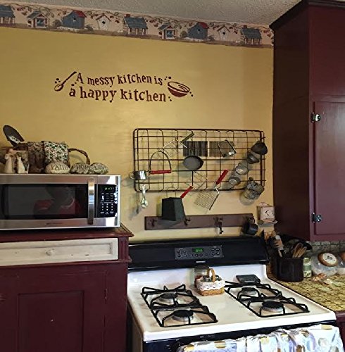 Funny Kitchen Wall Decal - 'A Messy Kitchen is A Happy Kitchen' - 8