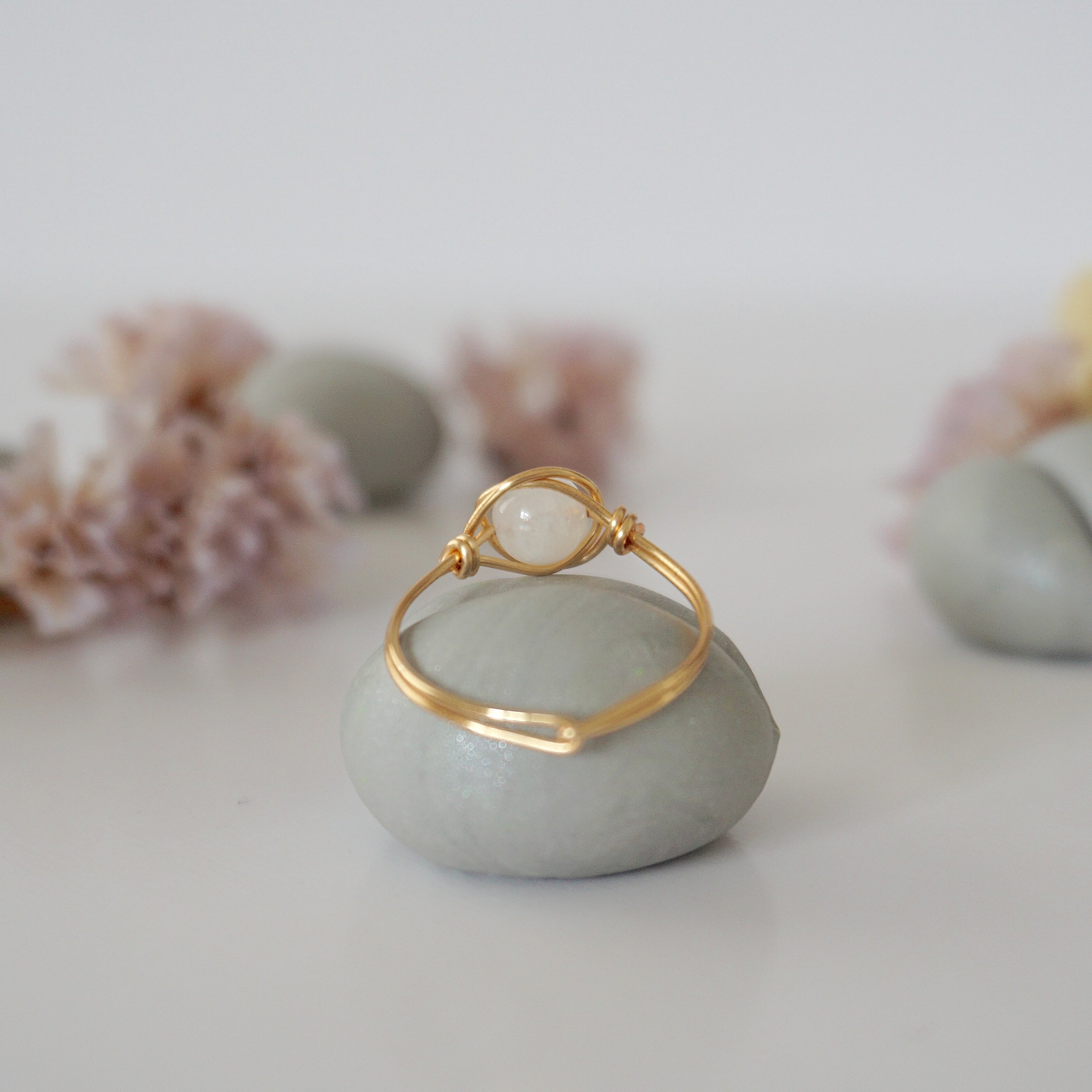 Simple Birthstone Ring with Rainbow Moonstone - Elegant & Dainty Jewelry for Women, Perfect for Gifts, Anniversaries & Everyday Wear