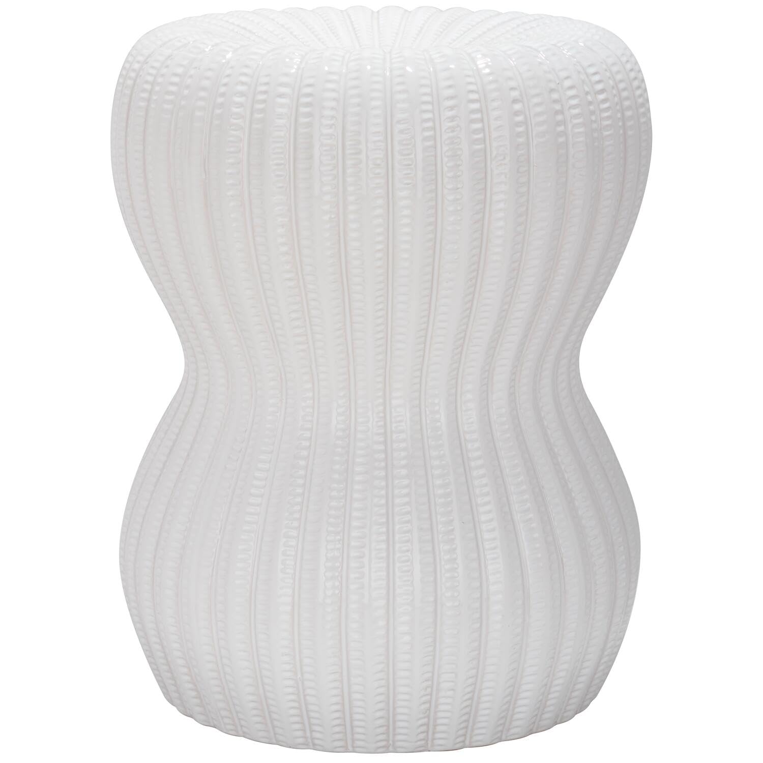 SAFAVIEH ACS4518A White Hourglass Ceramic Garden Stool - Outdoor Decorative Accent Piece for Patio, Porch, or Living Room Decor