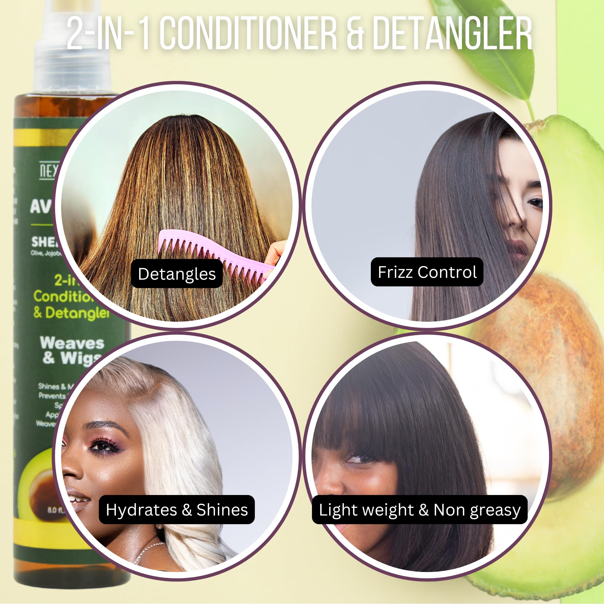 Next Image Coco-Mango 2-in-1 Conditioner & Detangler for Curly Hair - 8 oz Hydrating Leave-In Treatment - Perfect for Daily Hair Care & Frizz Control