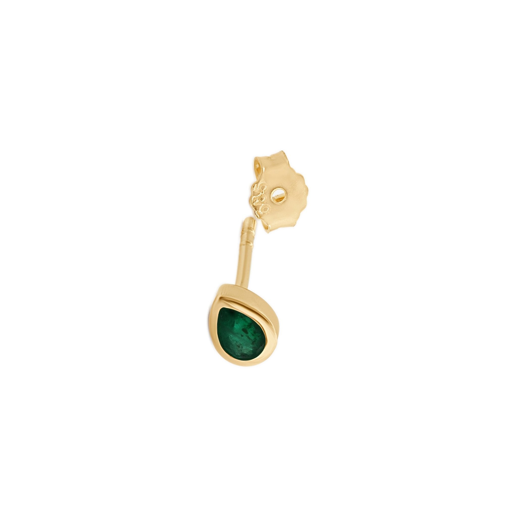 14K Solid Yellow Gold Pear Emerald Bezel Set Earrings | Elegant Dangle Earrings for Women | Perfect for Weddings, Parties & Special Occasions
