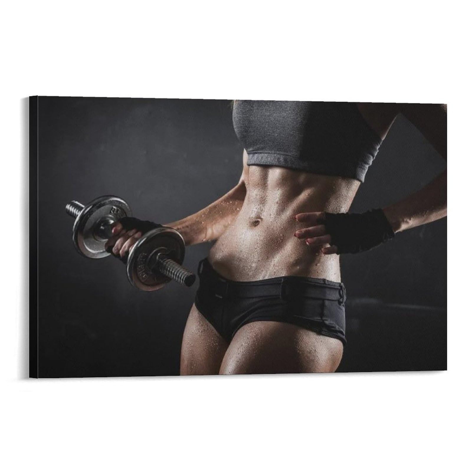 Fitness & Gym Wall Art - Motivational Dumbbell & Female Body Canvas Poster - Modern Home & Bedroom Decor - 16x24 Inches (40x60cm) - Perfect for Workout Rooms, Home Gyms & Inspirational Spaces