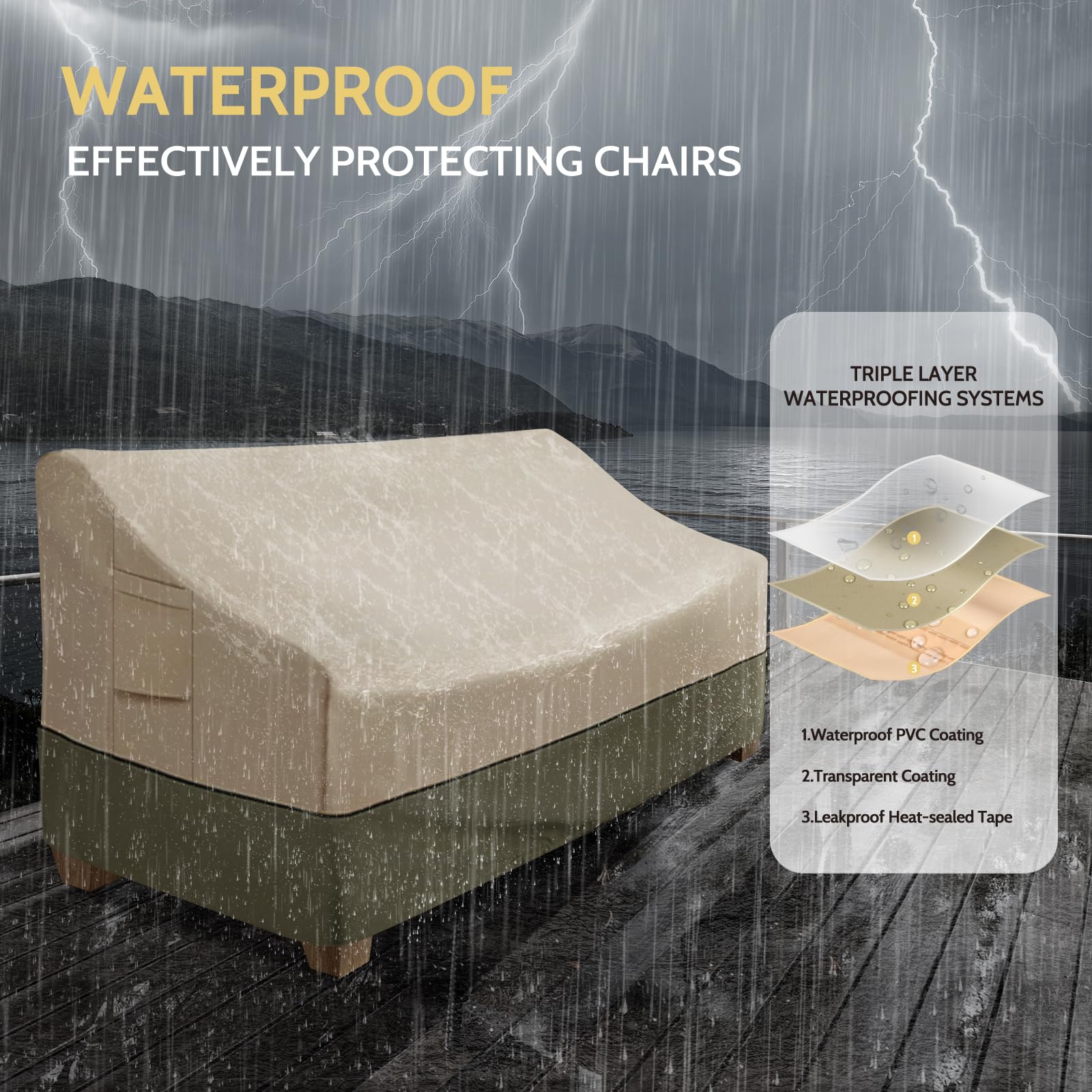 Waterproof Outdoor Patio Sofa Cover - Fits Loveseats up to 60W x 35D x 32H Inches | All-Weather Protection for Garden, Deck & Poolside Furniture | COSFLY Durable Furniture Protector