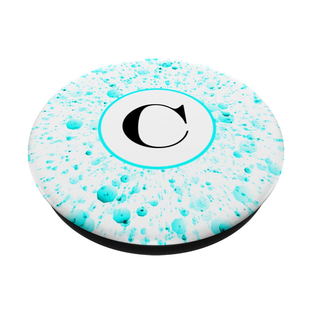 White and Teal Blue Nebula Letter C PopSockets PopGrip - Swappable Phone Grip & Stand for iPhone, Samsung, Tablets | Perfect for Selfies, Video Calls, and Hands-Free Viewing