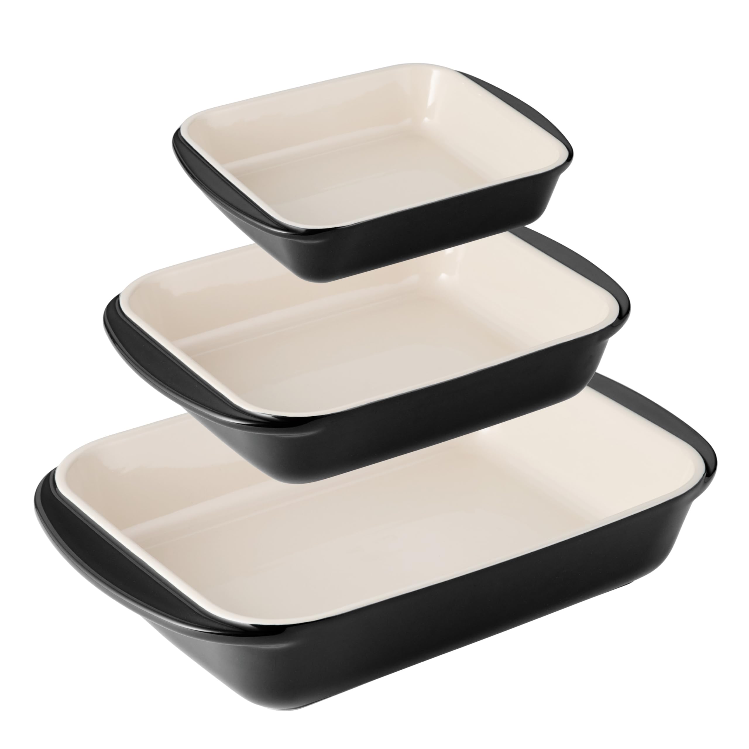 Tramontina Mae 3-Piece Ceramic Non-Stick Baking Pan Set - Oven Safe Rectangular Casserole Dish for Lasagna, Cakes, Bread Loaves | Perfect for Holiday Baking, Family Dinners & Meal Prep (Black)