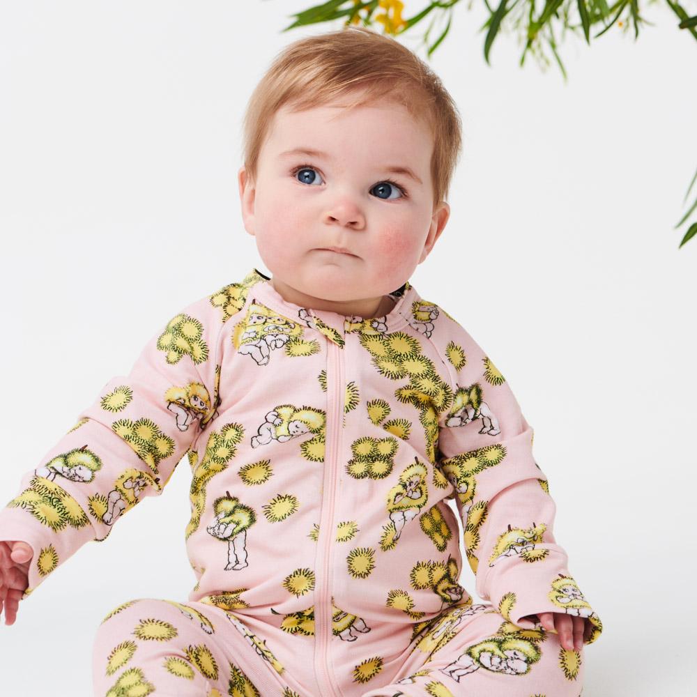 Wattle Dance Pink Organic Zip Romper - Soft Baby Jumpsuit for Boys & Girls | Perfect for Playtime, Outings & Photo Shoots
