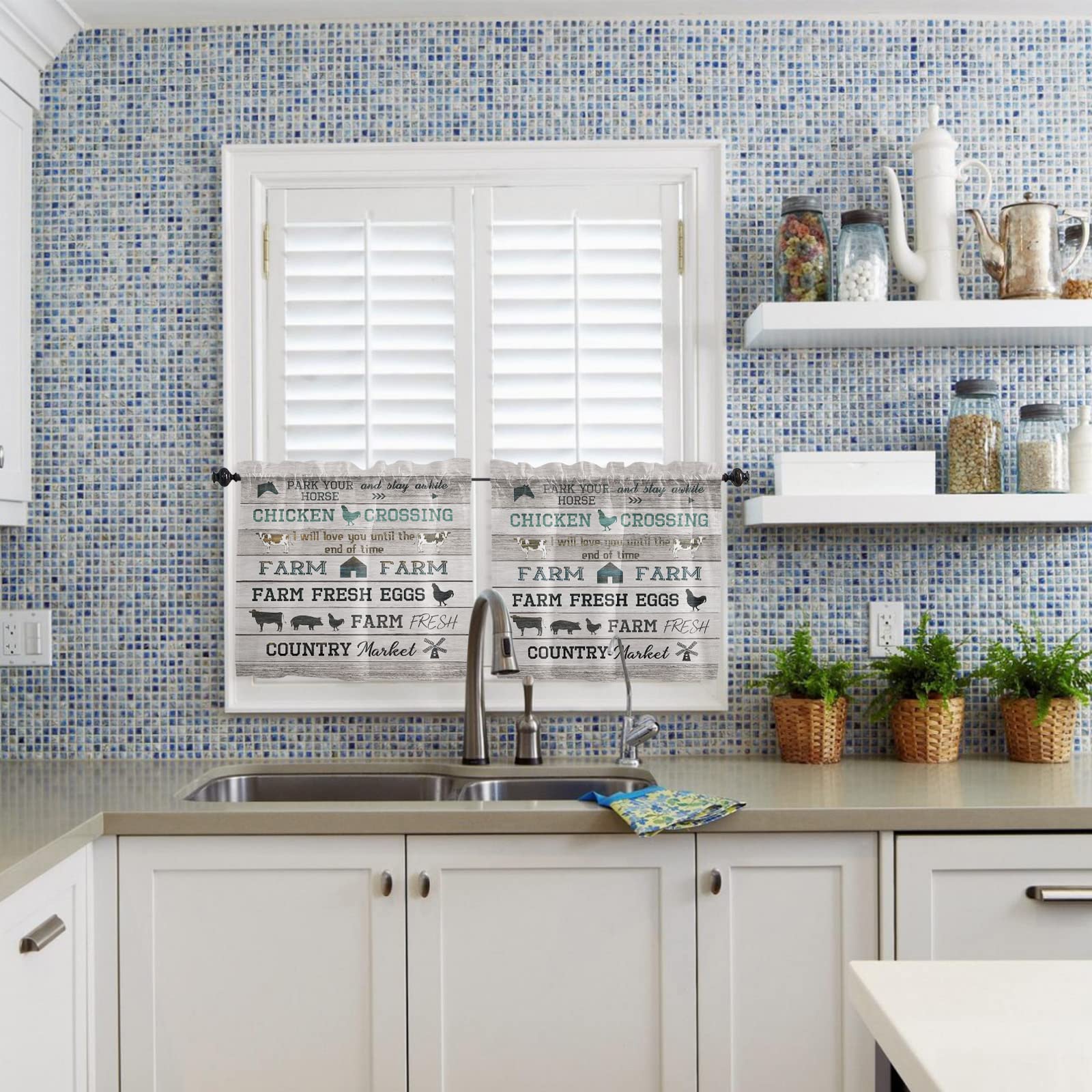 Farmhouse Window Tier Curtain Set of 2 Panels - 55