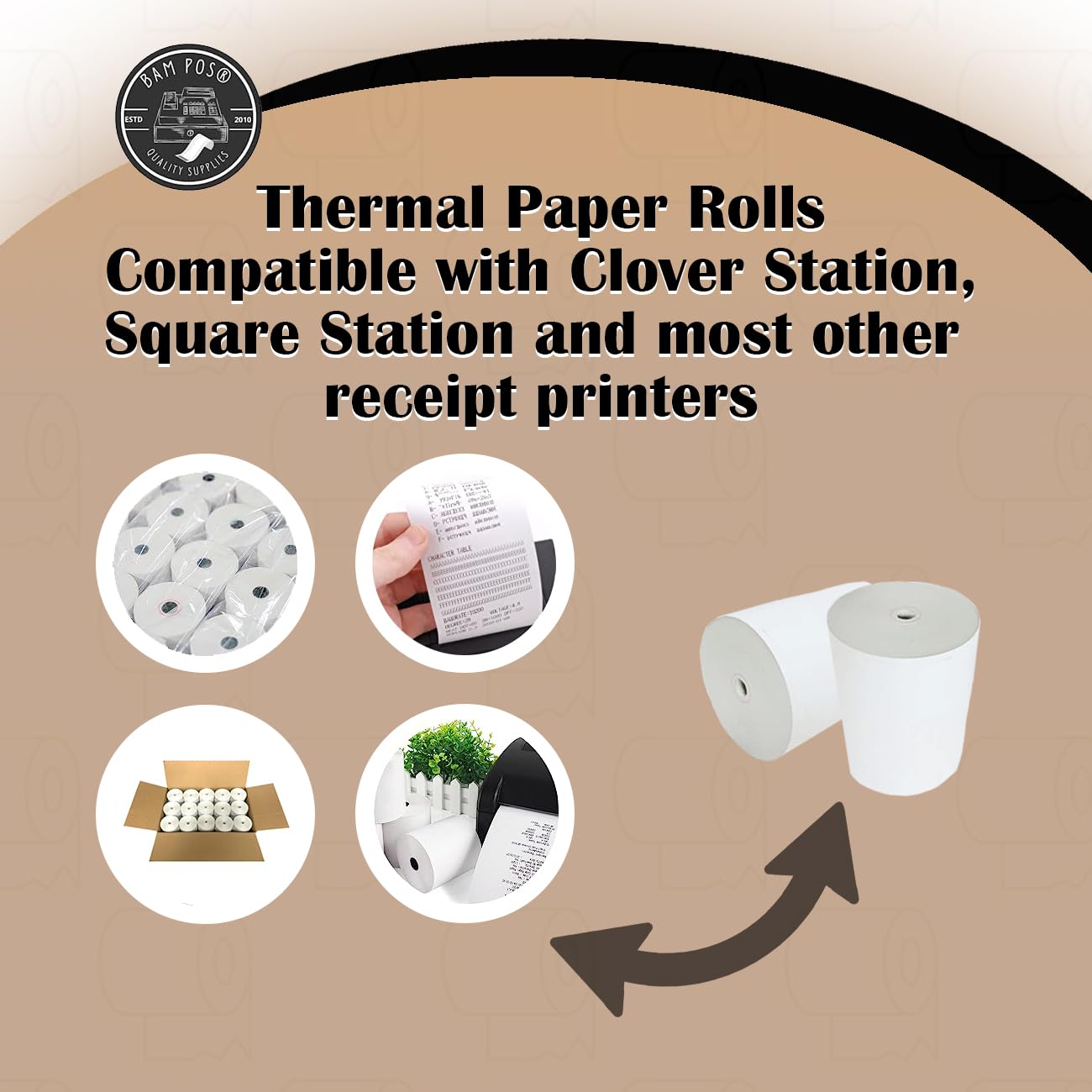 3 1/8 x 190 Thermal Receipt Paper Rolls - Compatible with Clover, Square, Toast POS Systems & TM-T88/TSP Printers (30 Rolls) - Ideal for Retail Stores, Restaurants & Small Businesses