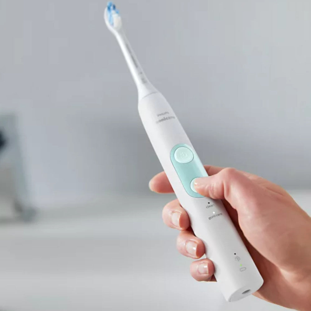 PHILIPS HX6827/11 Sonicare Protective Clean 4500 Sonic Electric Toothbrush with 3 Modes, White - Perfect for Travel & Daily Oral Care
