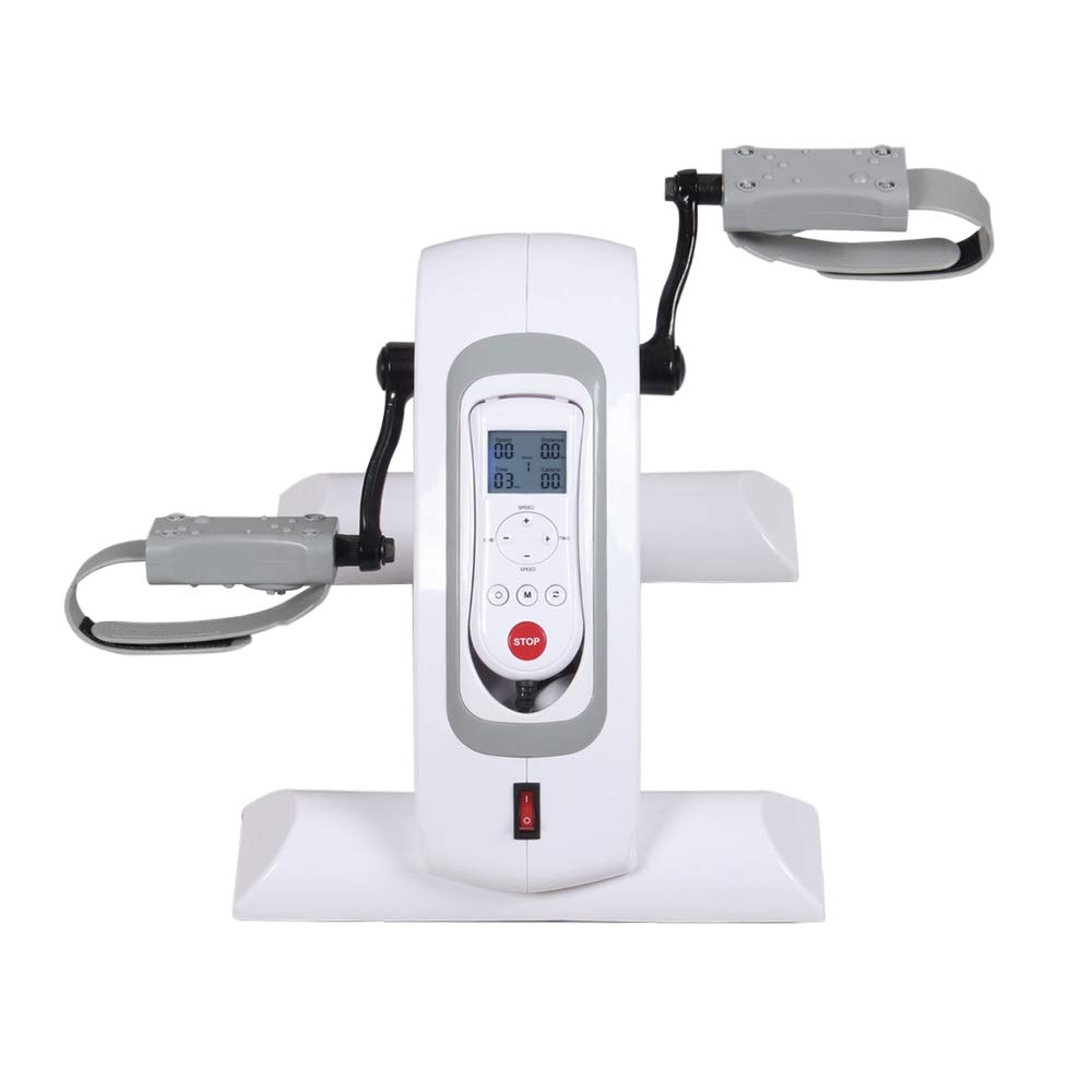 Confidence Fitness Motorized Electric Mini Exercise Bike V2 - Under Desk Pedal Exerciser for Home & Office Workouts - Compact White/Grey Cycling Machine for Seniors, Physical Therapy & Sedentary Workers