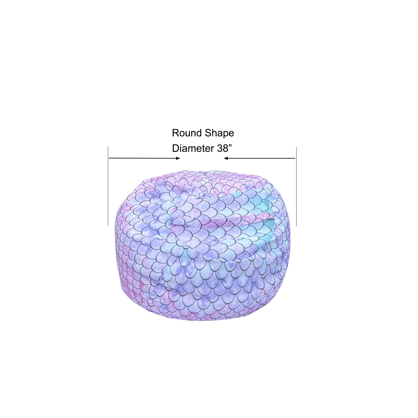 Mermaid Stuffed Animal Storage Bean Bag Chair Cover - 38 Inch Plush Toy Organizer for Kids Room Decor, Boys and Girls - Replace Mesh Hammock & Hard Furniture | Perfect for Playrooms, Bedrooms & Daycare Centers