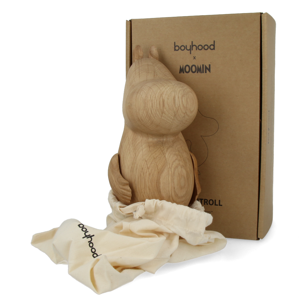Moomin x Moomintroll Large Oak Wooden Figurine - Collectible Nordic Home Decor for Living Room, Bookshelf & Office Display