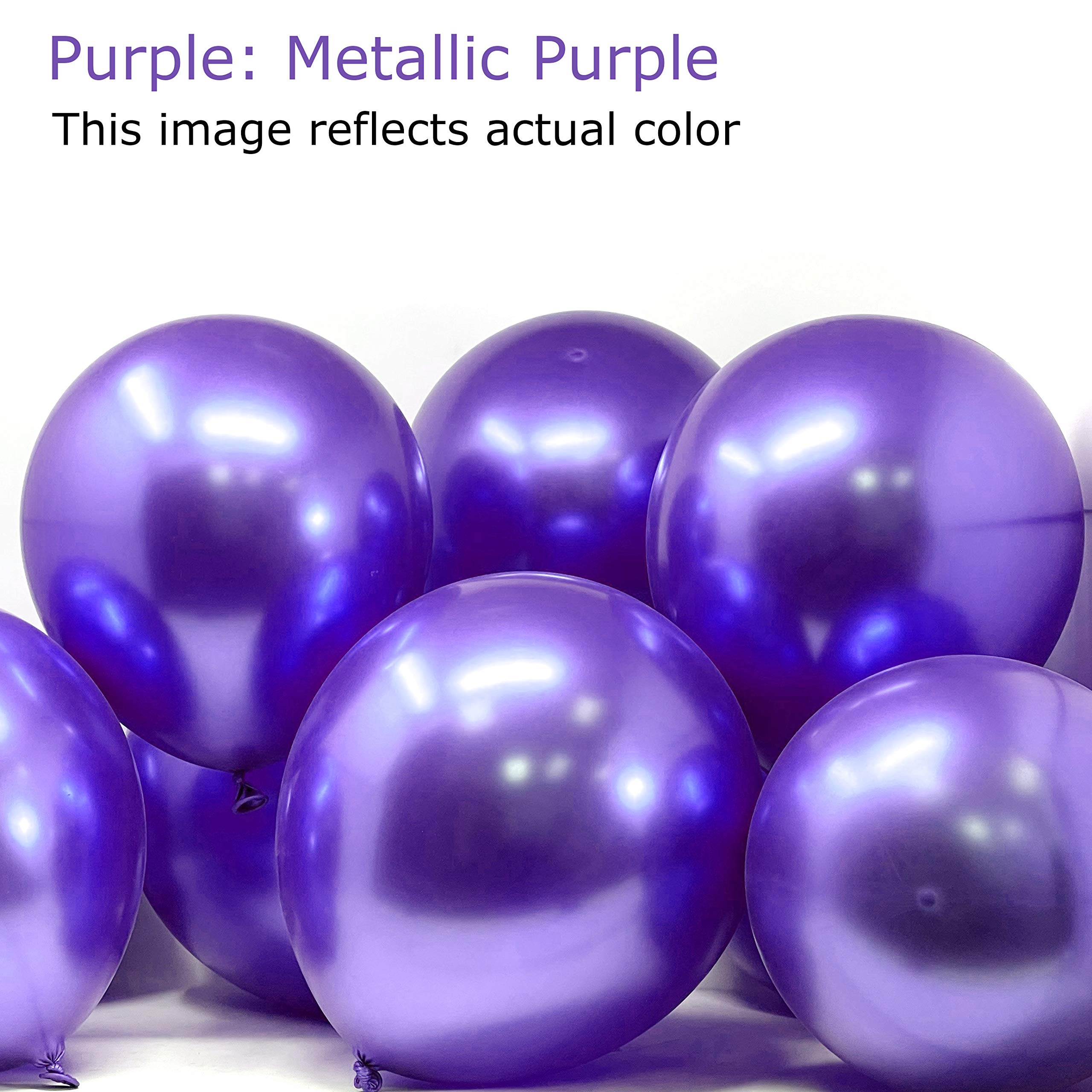 Allgala 12 Inch 50 Count 2.8g Heavy Metallic Chrome Latex Balloons - Purple (BL52088) for Birthday Parties, Weddings & Special Events
