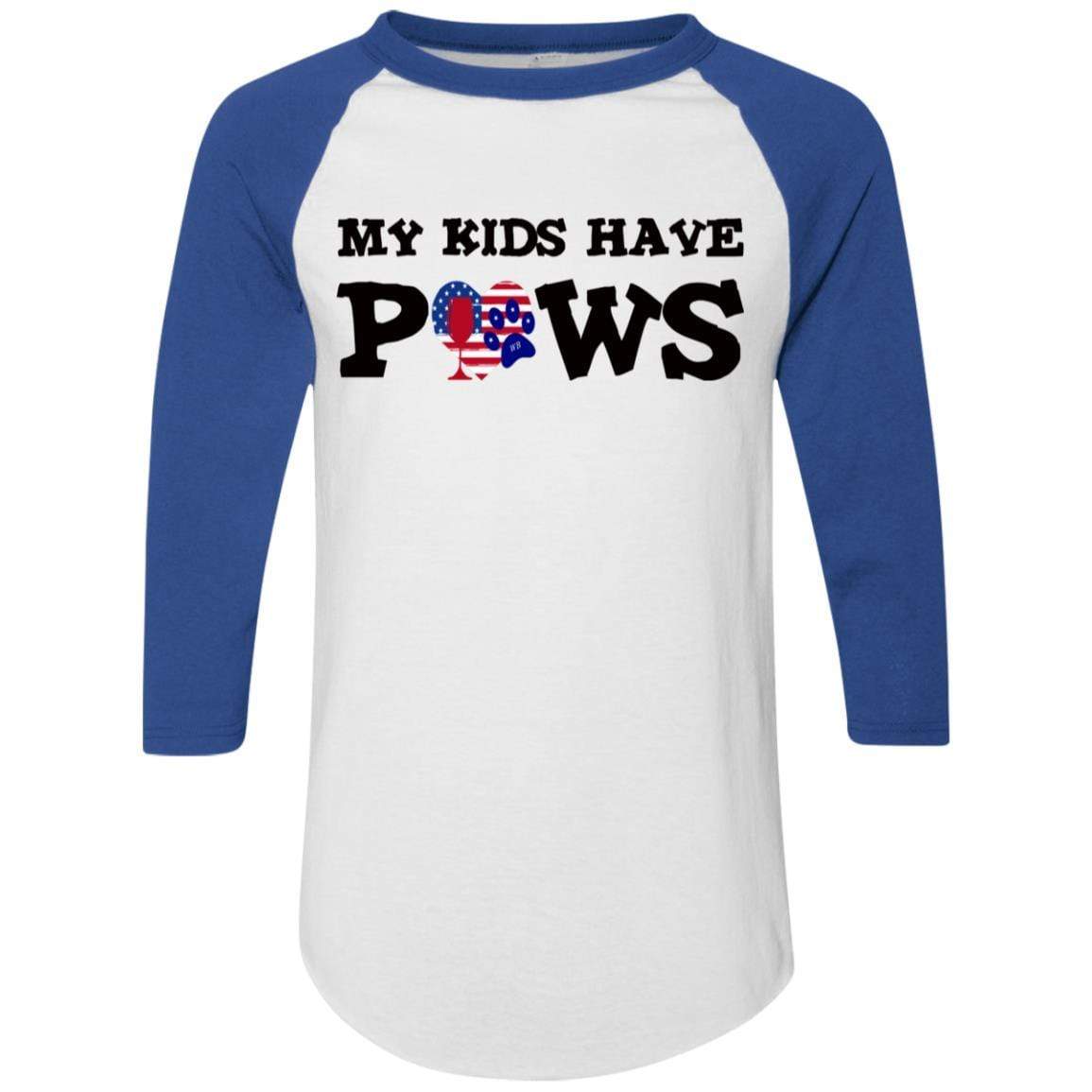 My Kids Have Paws Colorblock Raglan Jersey - Funny Dog Lover T-Shirt for Women | WineyBitches.Co | Perfect for Pet Owners, Dog Moms & Animal Lovers