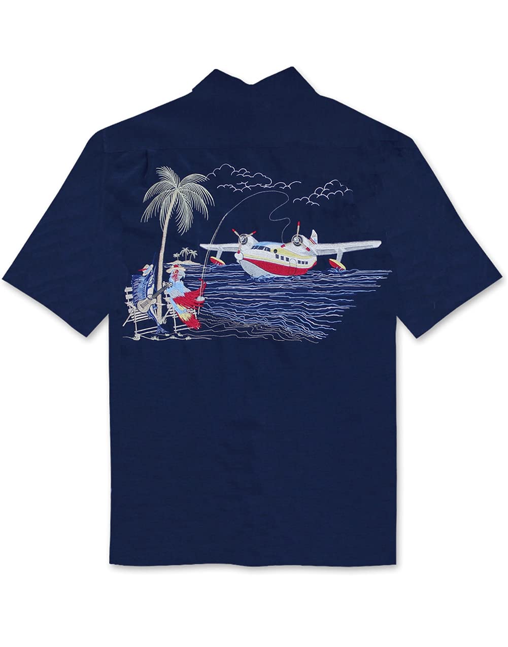 Bamboo Cay Catch of The Day Embroidered Camp Shirt - Breathable Summer Casual Button-Up for Men | Perfect for Beach Outings, Fishing Trips & Outdoor Adventures