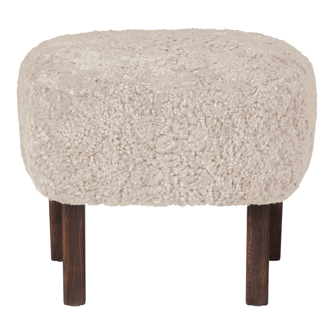 Premium Ingeborg Ottoman with Genuine Sheepskin Upholstery - Luxurious Footrest & Accent Chair for Living Room, Bedroom, or Office Decor