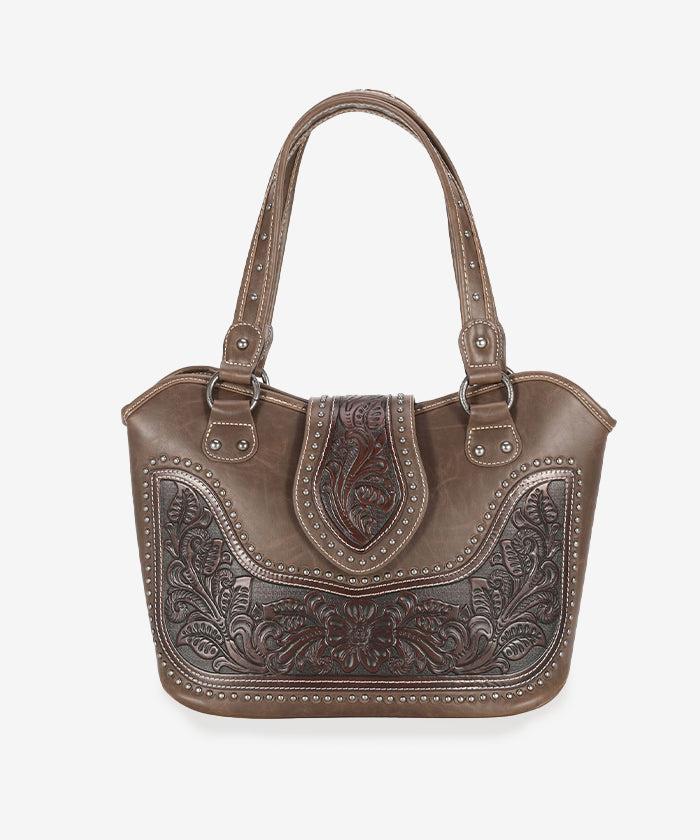 Montana West Studded Leather Concealed Carry Handbag for Women - Stylish CCW Purse with Hidden Gun Pocket - Perfect for Everyday Use, Travel & Self-Defense