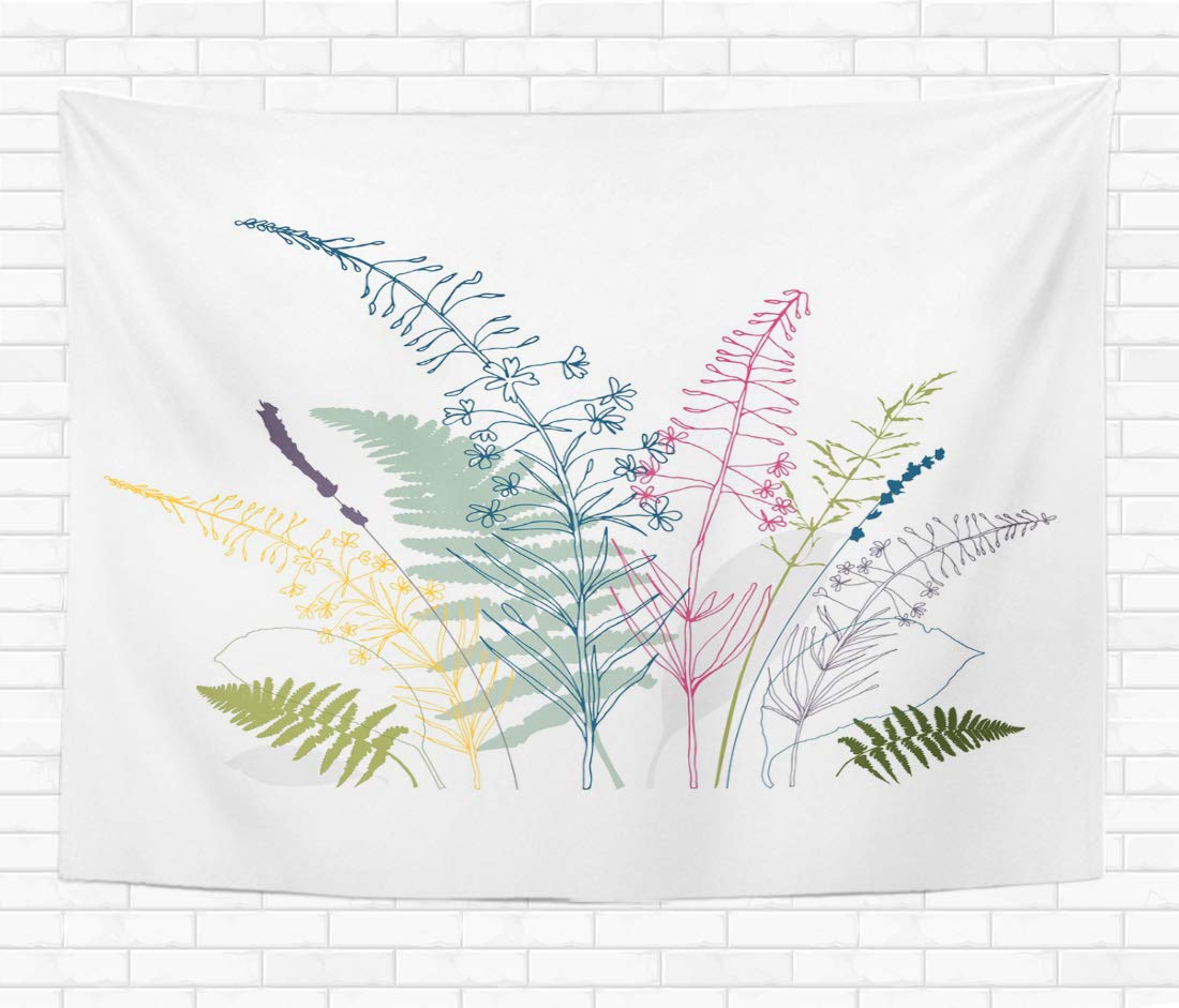Floral Fireweed Tapestry with Fern Leaves & Lavender - 50x60 Inch Thin Bohemian Wall Hanging for Home Decor, Living Room, Bedroom, Dorm - Perfect for Boho Chic Decor & Cozy Spaces