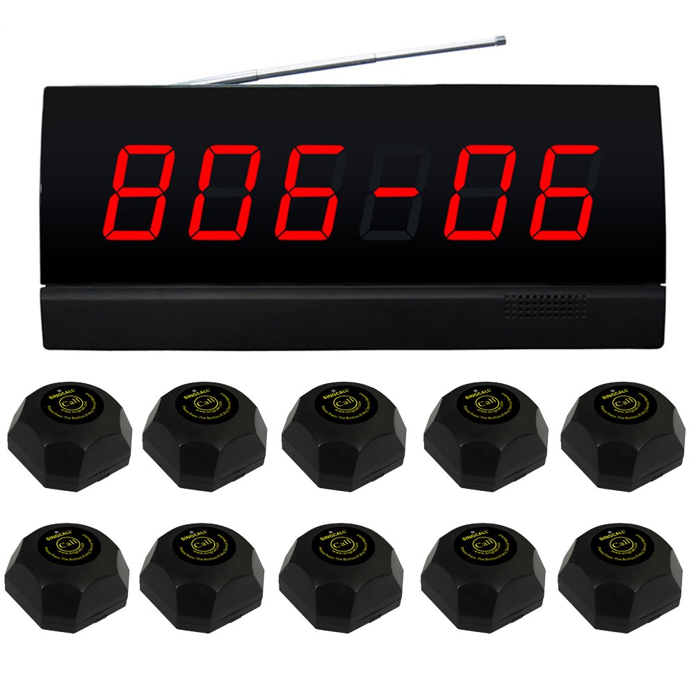 SINGCALL Wireless Nurse Call System for Hospitals - Easy to Use with 1 Display & 10 Call Buttons - Ideal for Patient Rooms, Nursing Homes & Healthcare Facilities