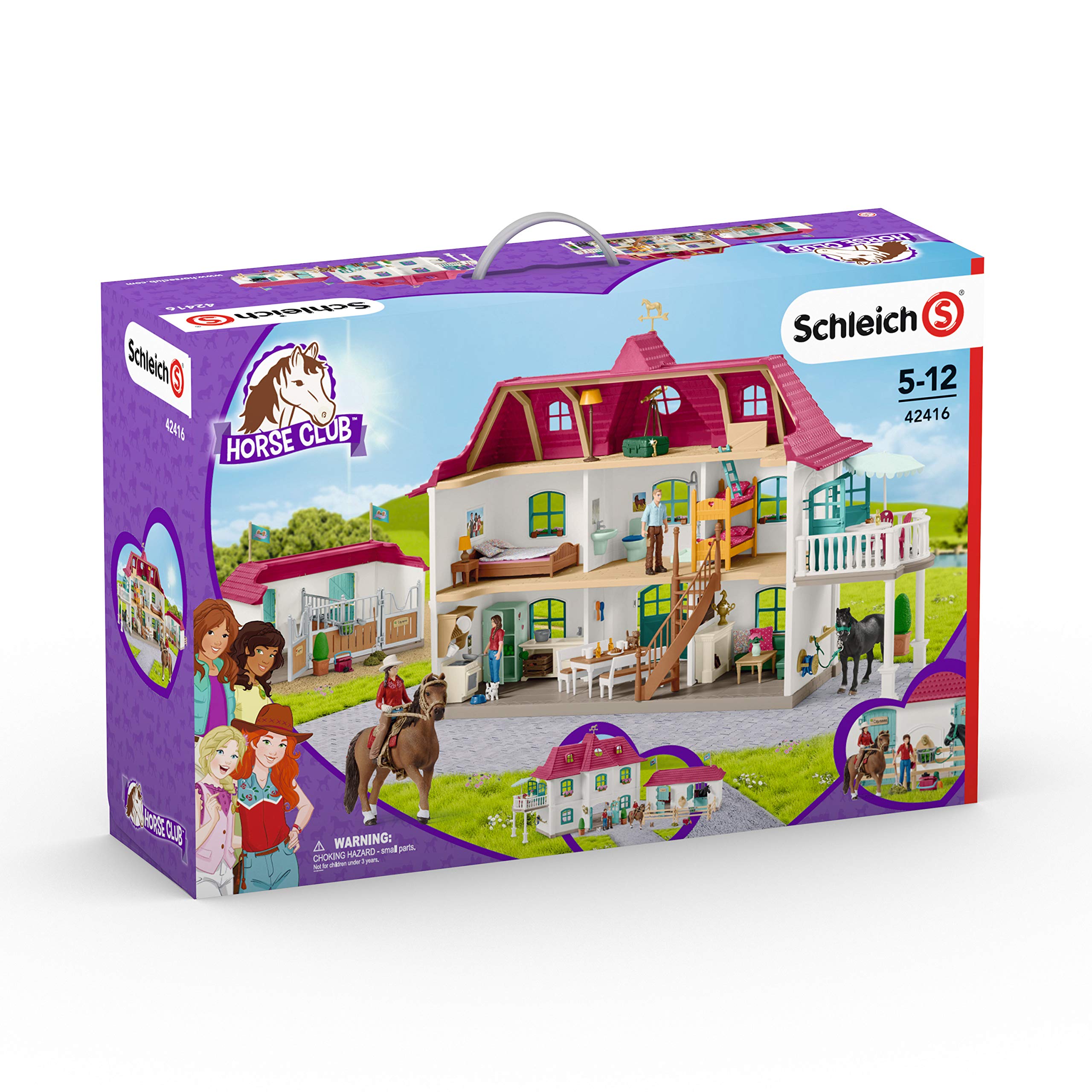Schleich Horse Club 70-Piece Playset - Realistic Horse Toys for Kids Ages 5-12, Lakeside Country House & Stable - Perfect for Imaginative Play, Farm Adventures & Collectible Display