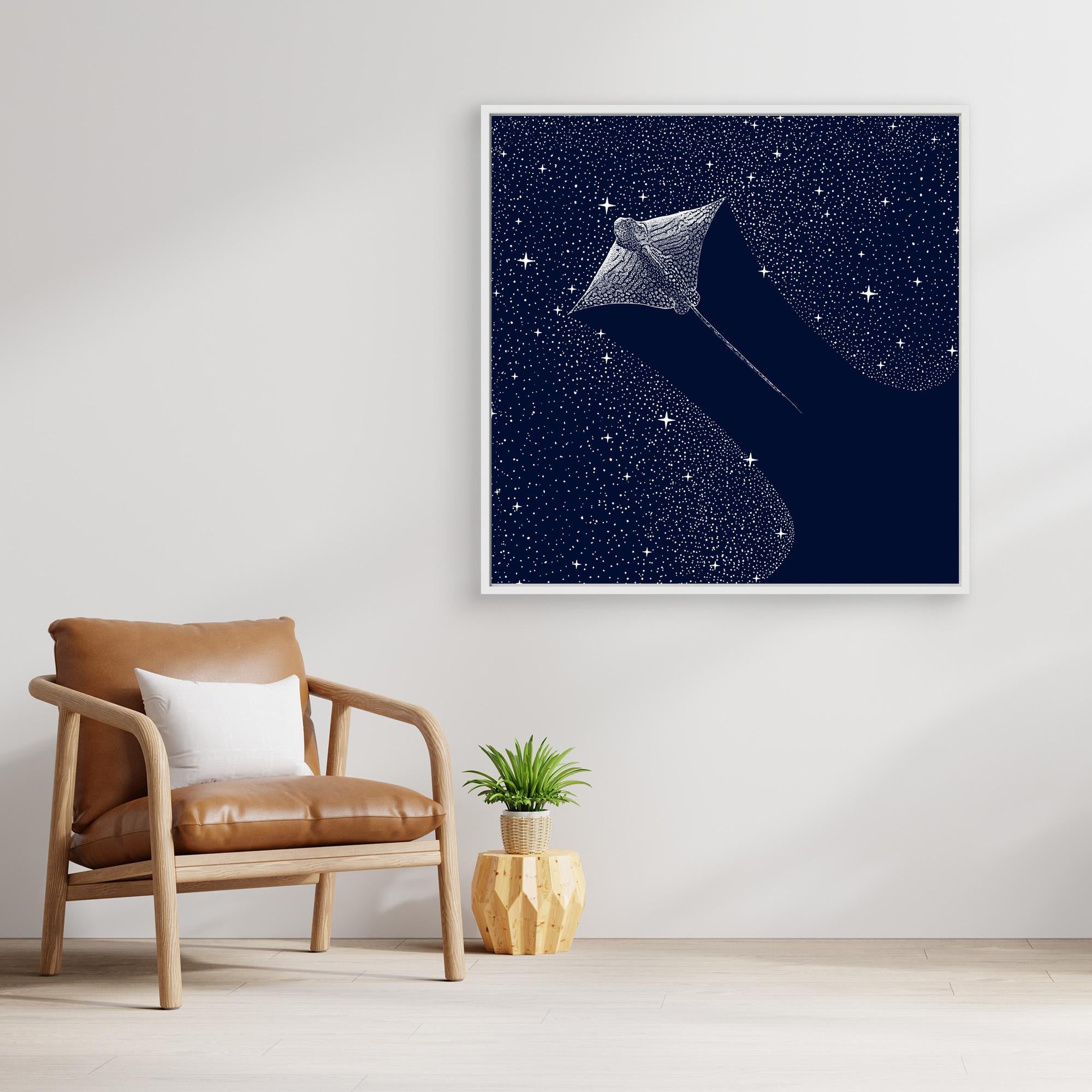 Starry Ornate Eagle Ray Canvas Print Wall Art - Premium Wildlife Home Decor for Living Room, Bedroom & Office | Nature Inspired Painting by Alirıza Çakir