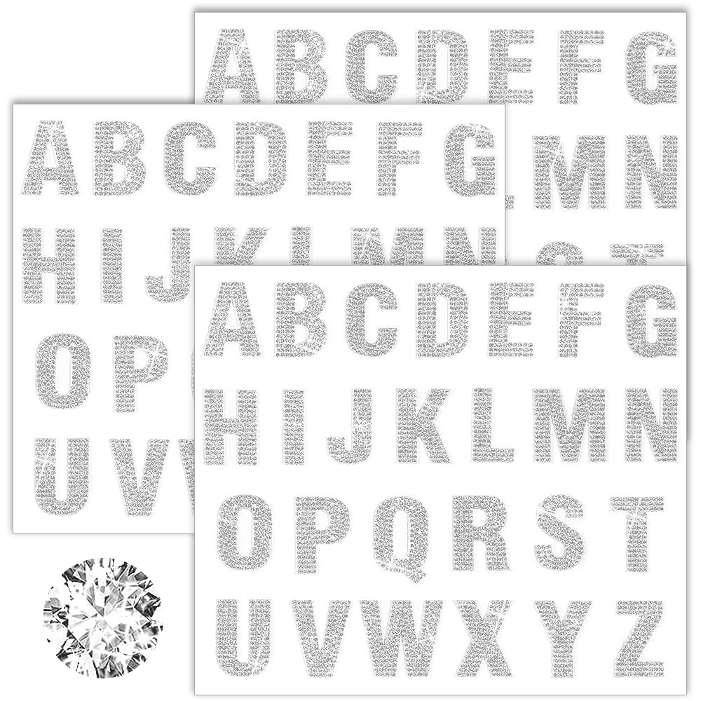 PRATIQUE 78 Pcs Silver Glitter Rhinestone Alphabet Letter Stickers - Self-Adhesive DIY Craft Letters for Scrapbooking, Journaling, Nail Art & Home Decor