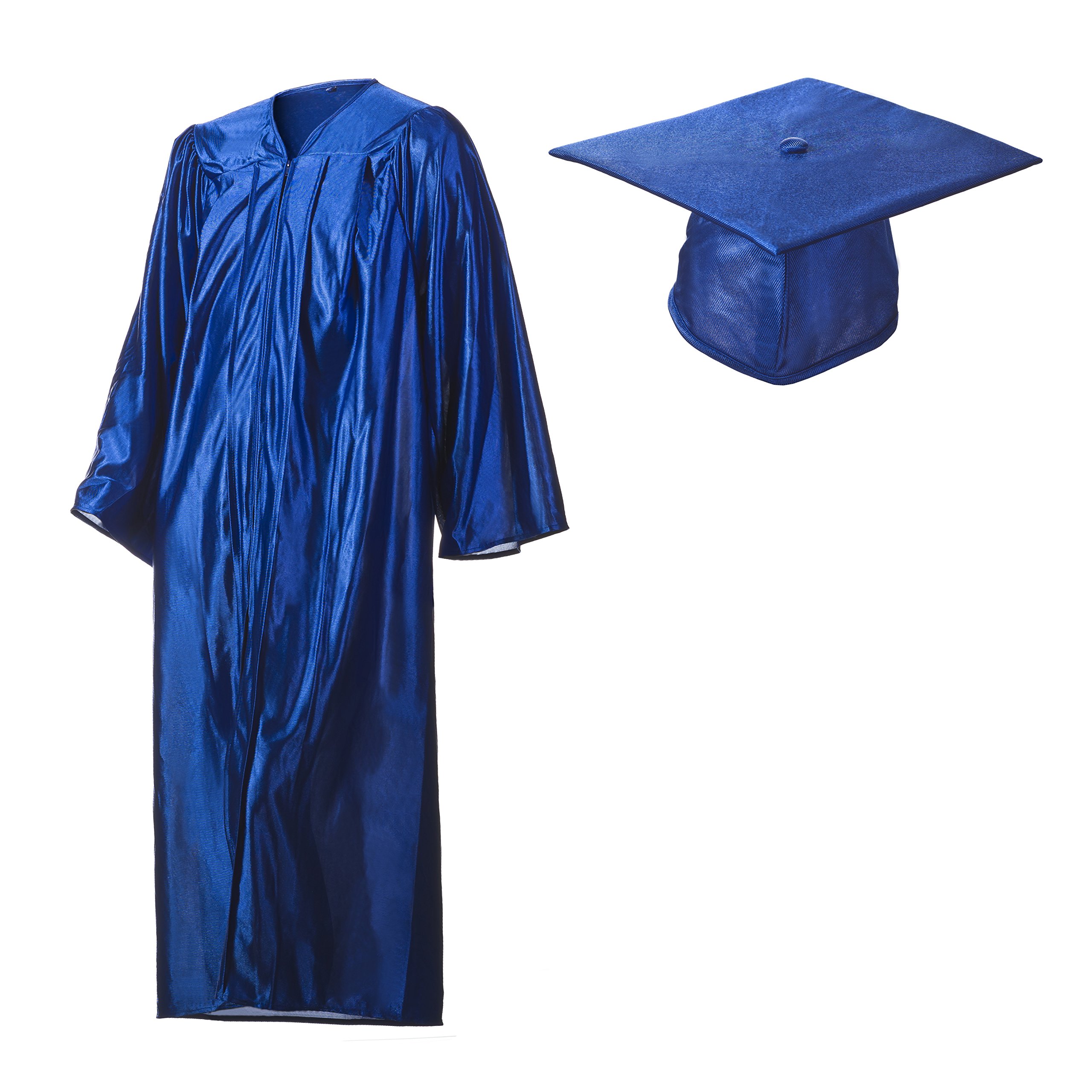 Royal Blue Graduation Cap and Gown Set - Shiny High School & College Commencement Attire in Multiple Sizes | Perfect for Graduation Ceremonies, Photos & Academic Events