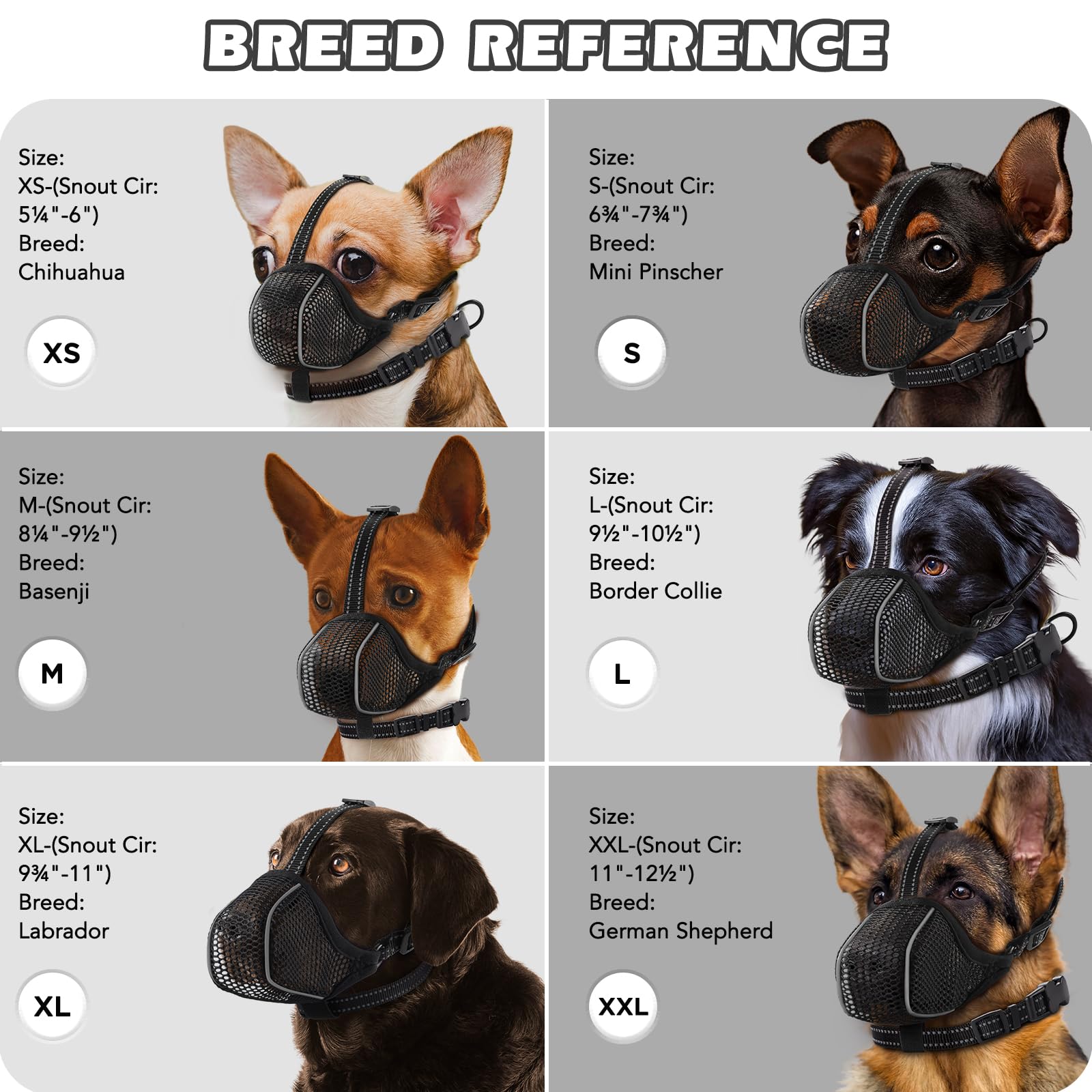 **Breathable Reflective Adjustable Dog Muzzle for Small, Medium & Large Dogs - Soft Mesh Muzzle with Collar for Grooming, Biting & Chewing - Allows Panting & Drinking - Ideal for Training, Walks & Vet Visits**