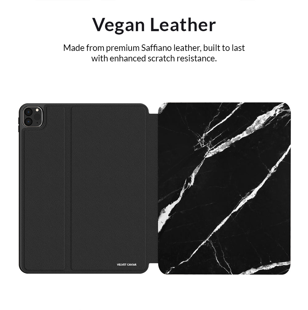 Premium Black Marble iPad Case 2.0 - Slim Protective Cover for iPad Pro/Air/Mini - Durable Scratch-Resistant Shell with Precise Cutouts | Perfect for Work, Travel & Home Use