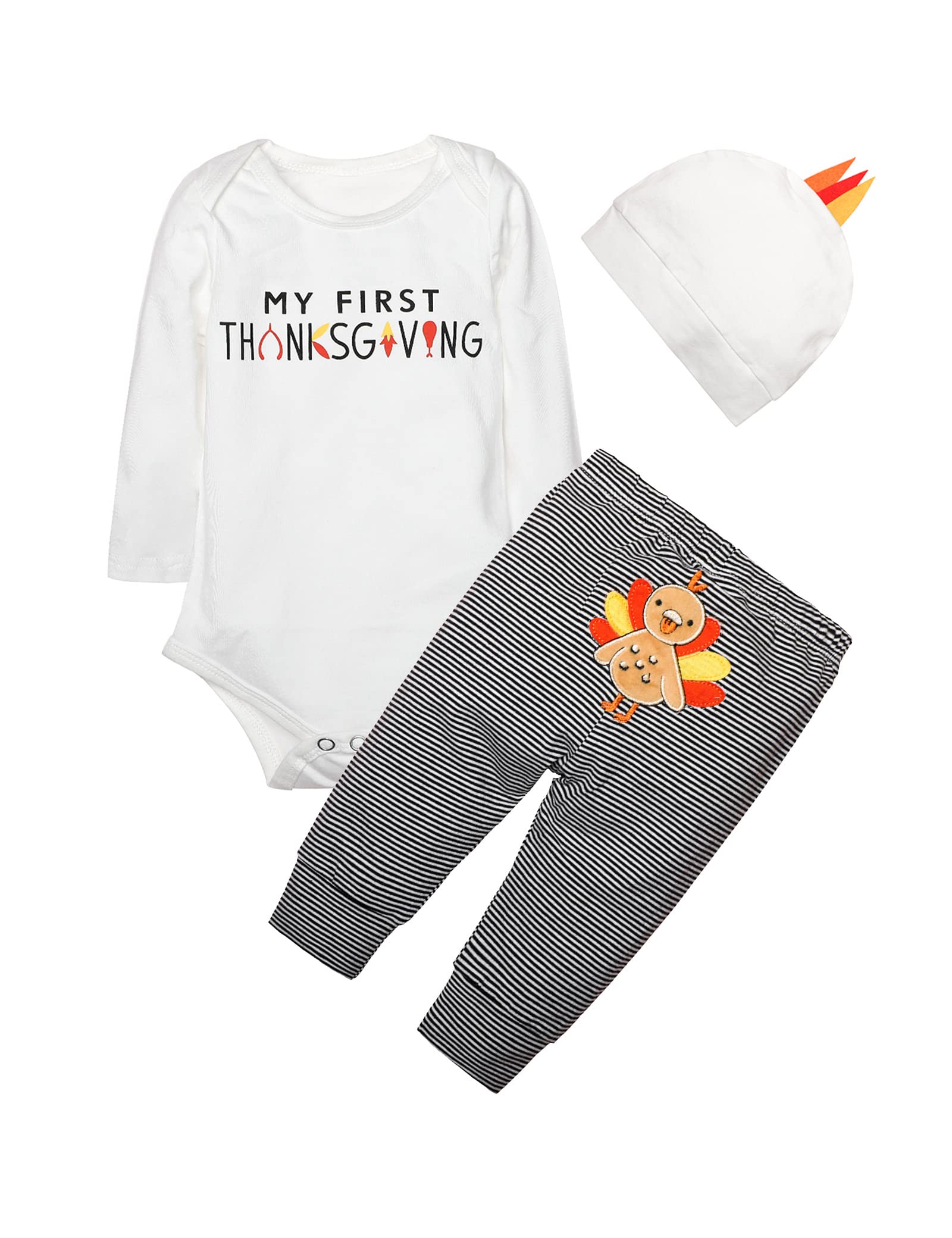 Von Kilizo Thanksgiving Baby Boy Outfit - Cute Romper & Pant Set for First Thanksgiving | Perfect for Family Photos & Holiday Celebrations