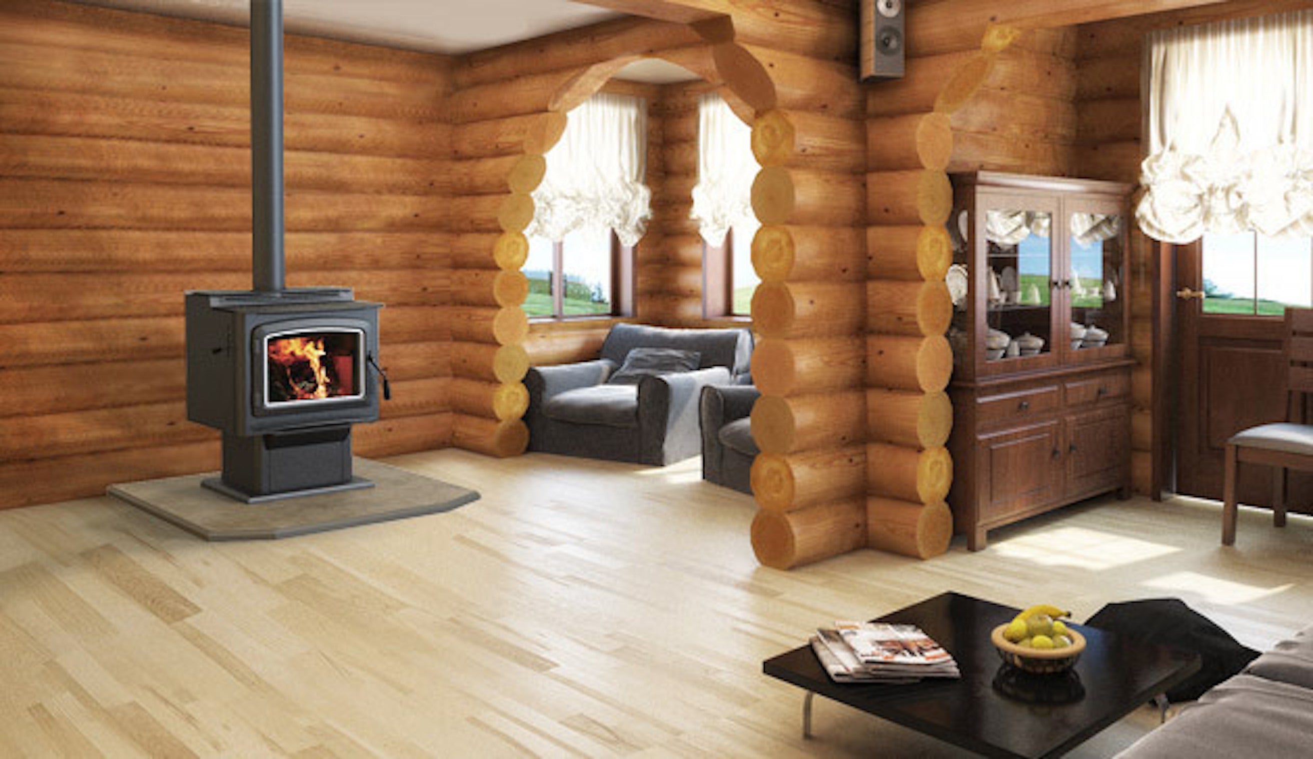 Iron Strike Grandview Steel Wood Burning Stoves GV230GL/GV300GL - High Efficiency Heating for Cabins, Homes & Outdoor Spaces
