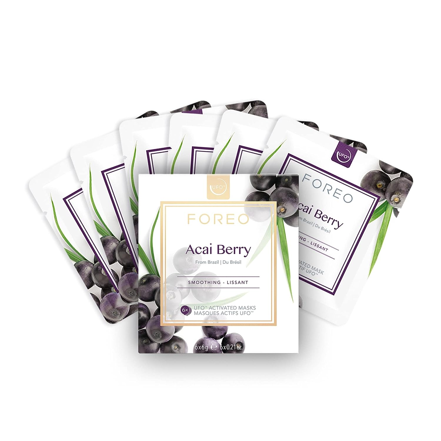 FOREO UFO Acai Berry Facial Mask - Hydrating & Brightening Sheet Mask for Glowing Skin | Perfect for Spa Night, Self-Care Routine & Travel Skincare