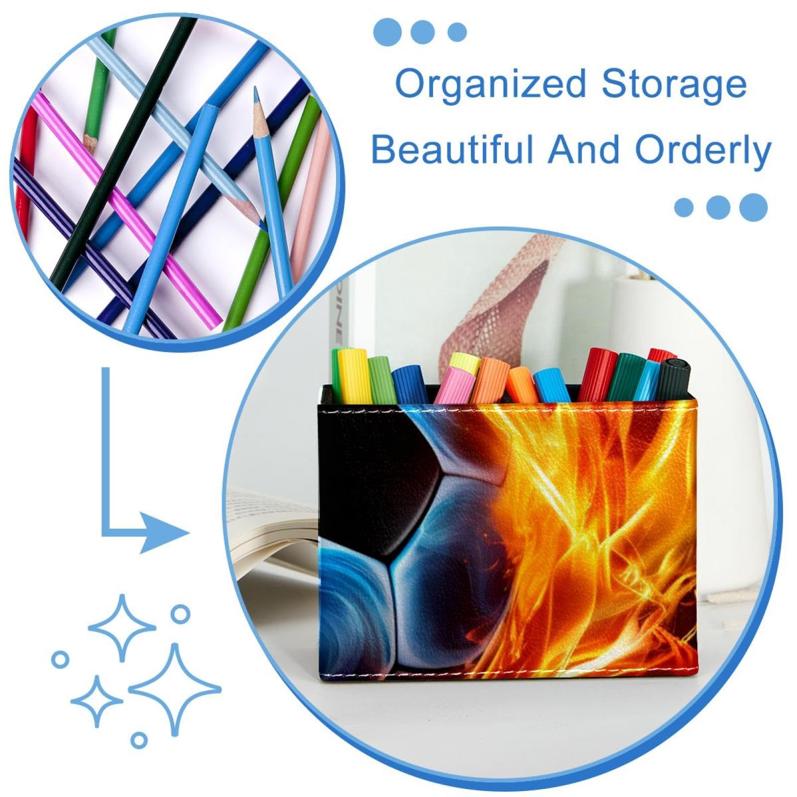 Flaming Football Pen Holder for Desk - Stylish Pencil Organizer for Office & School Supplies - Perfect for Home, Office, and Classroom Organization