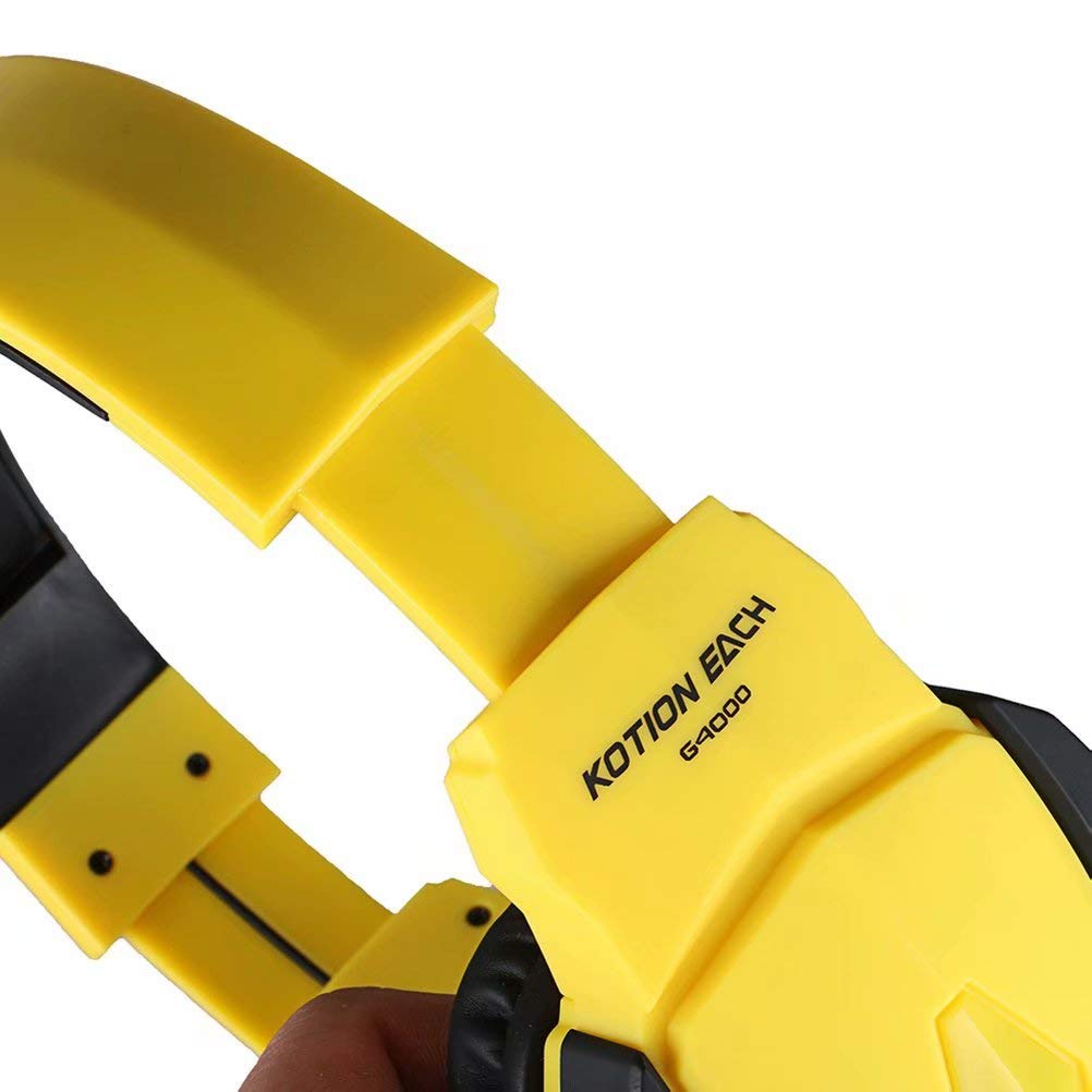 CSZH USB Stereo Gaming Headset with Microphone, Volume Control & LED Lights - Compatible with Xbox One, PC, Laptop, Tablet, Mac & Smartphone (Black/Yellow) - Perfect for Online Gaming, Streaming & Video Calls
