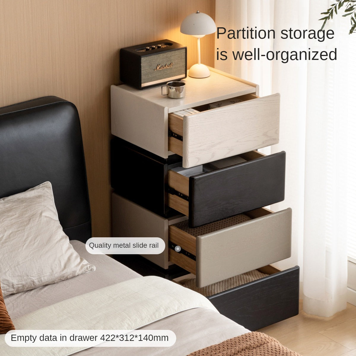 Solid Oak Wood Side Table - Light Luxury Nightstand for Living Room, Bedroom, or Office - Modern End Table with Sturdy Construction & Natural Wood Grain