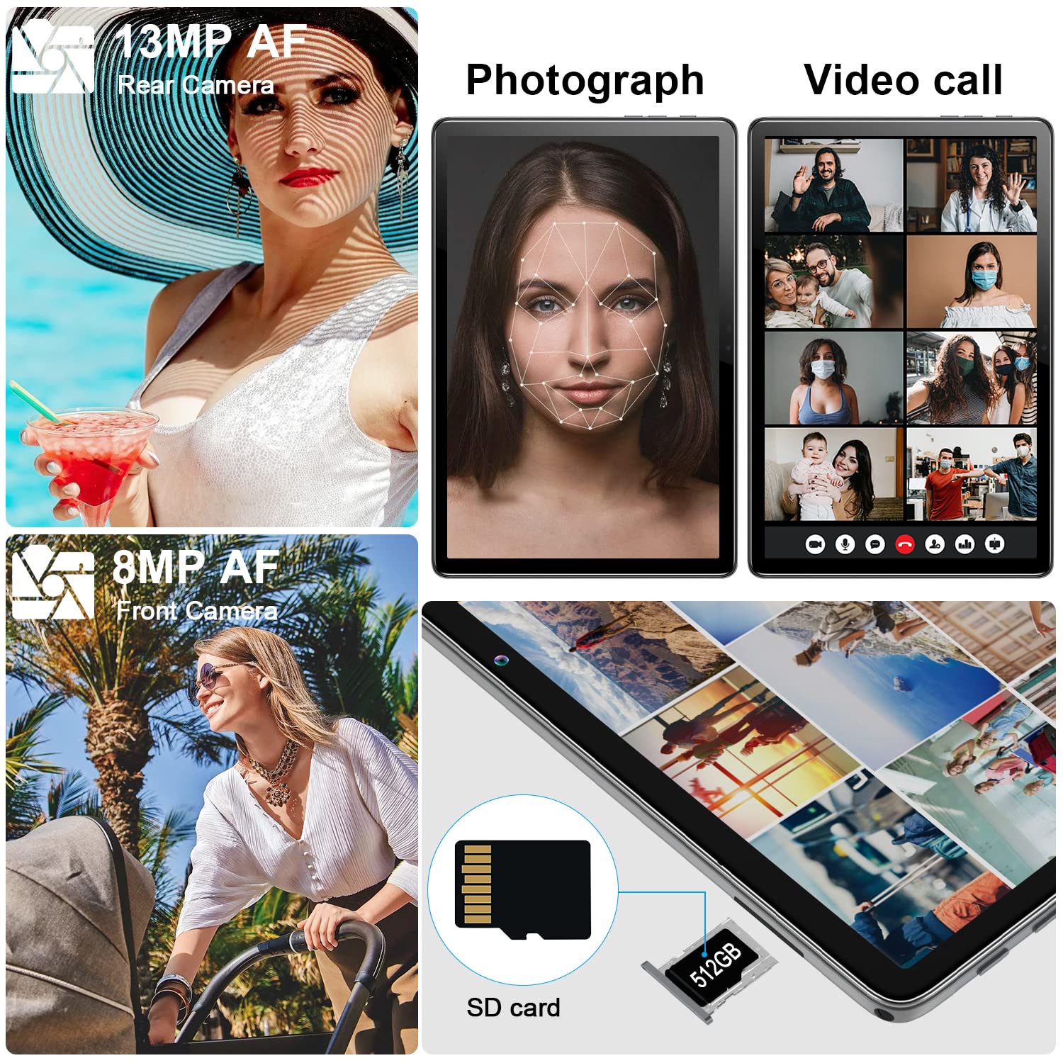2025 Newest 10-inch 2-in-1 Android 14 Tablet with Keyboard - 128GB Storage + 1TB Expandable, Octa-Core Processor, 13MP Dual Camera, HD Touchscreen, 2.4G/5G WiFi, GMS Certified - Includes Case & Mouse (Gray) - Perfect for Work, Study, and Entertainment On-The-Go