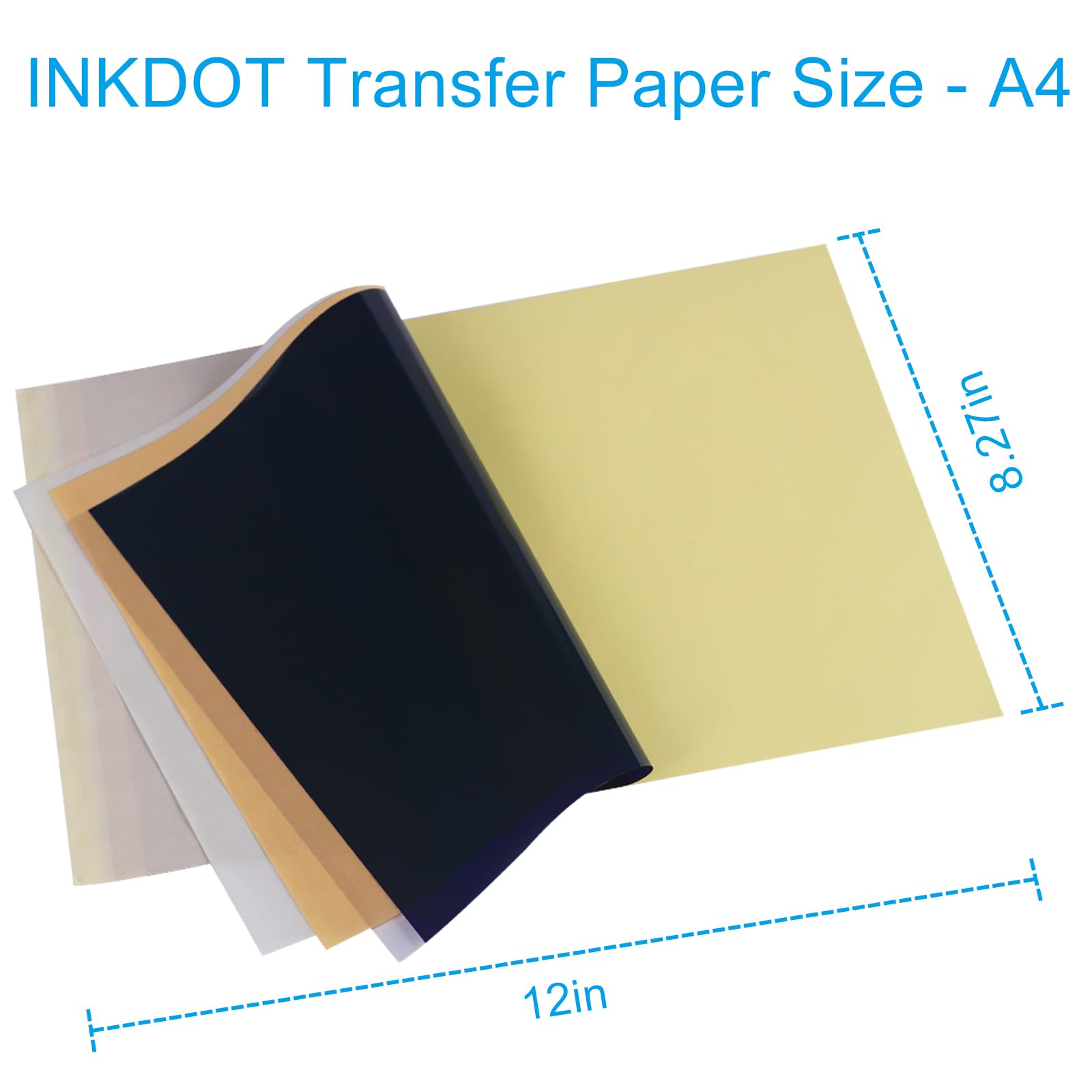 Emalla INKDOT Tattoo Transfer Paper - 100 Sheets Premium 4-Layer Thermal Stencil Paper for Tattoo Artists, 8.27