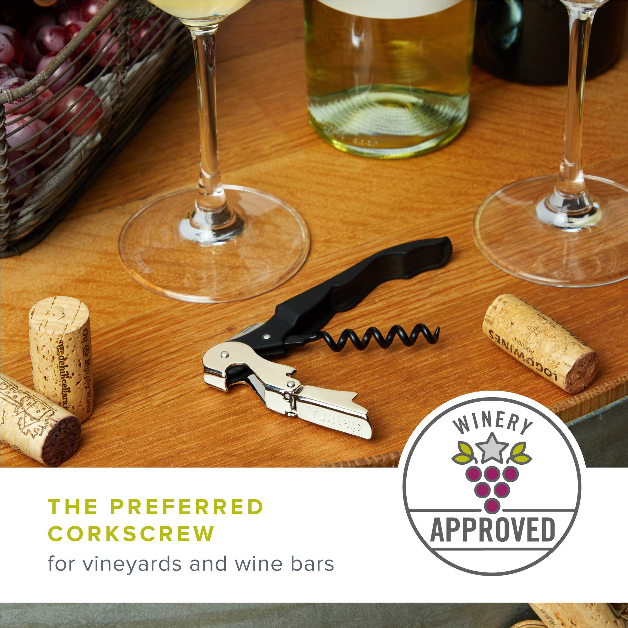True Truetap Double Hinged Professional Waiter's Corkscrew - Premium Wine Key & Bottle Opener for Sommeliers & Restaurants | Perfect for Wine Bars, Dinner Parties & Gifts