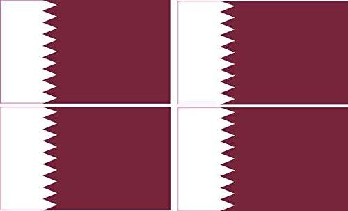 Qatar Flag Vinyl Stickers - 4 Pack (6cm x 3.6cm Each) - Waterproof Decals for Laptops, Cars, Bumpers & Windows - Patriotic Qatar National Day Decorations