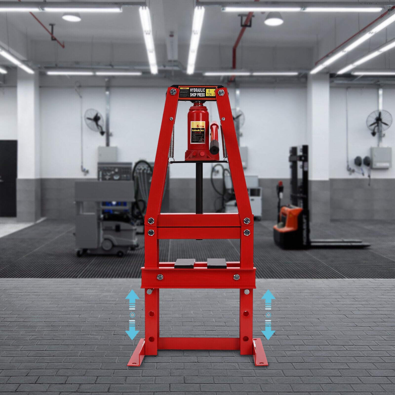 6 Ton Hydraulic Press - Heavy Duty Benchtop Shop Press with Pressure Gauge, H-Frame Adjustable Garage Floor Press for Auto Repair, Metalworking & Mechanical Workshops | Perfect for Bearing Removal, Straightening Metal & Auto Maintenance