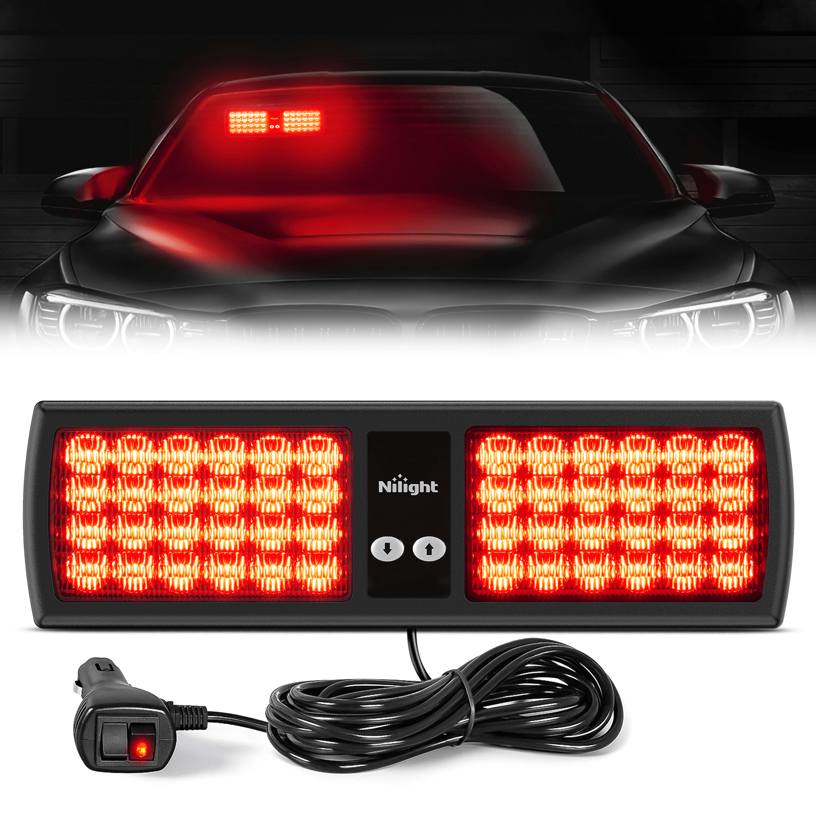 48 LED Red Emergency Warning Strobe Lights - High Visibility Hazard Alert Beacon for Trucks, Vehicles & Emergency Situations - Perfect for Roadside Safety, Construction Zones & First Responders