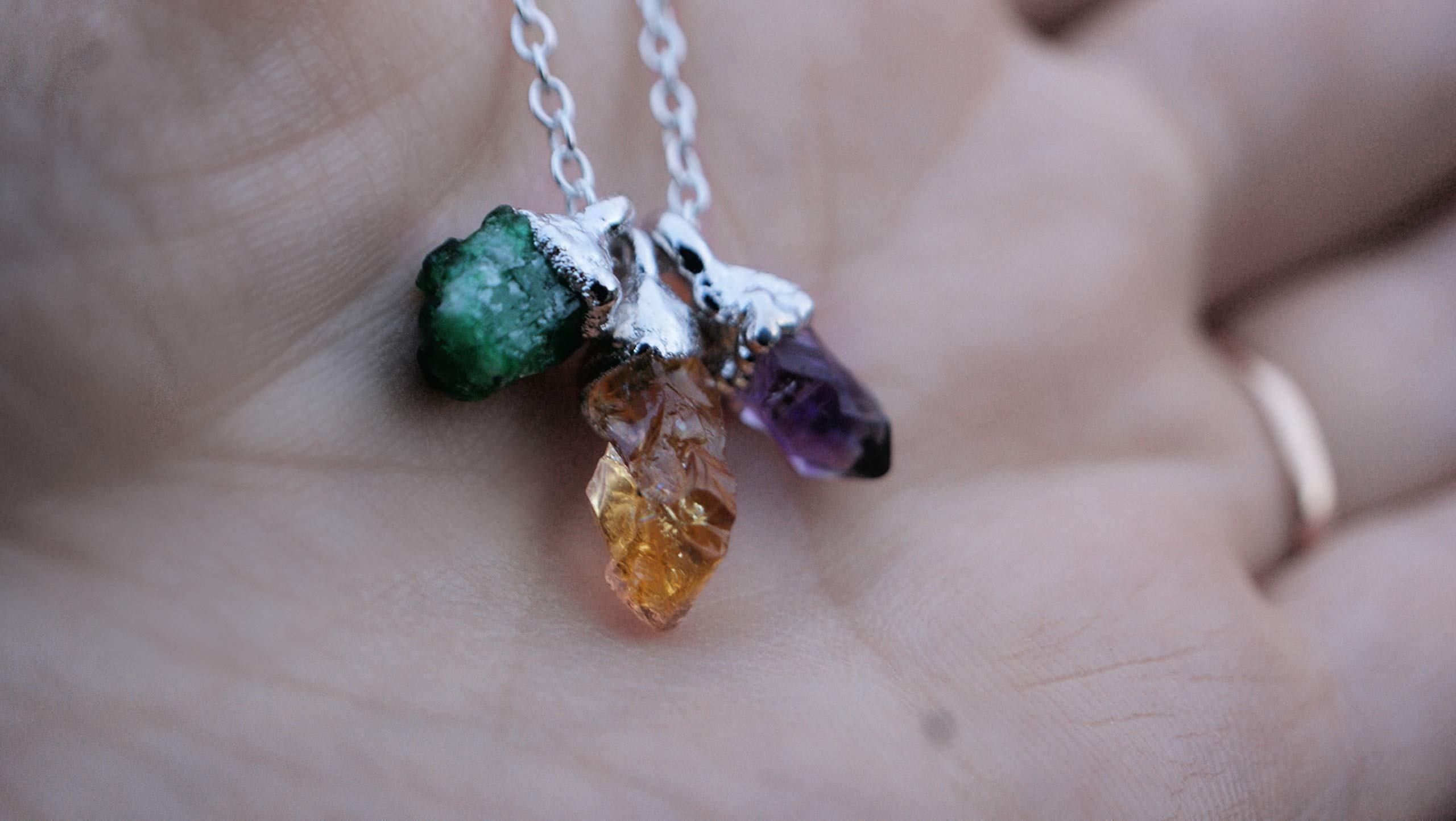 Personalized Raw Crystal Birthstone Necklace - Custom Electroformed Jewelry for Women, Mom, Wife - Unique Birthday, Anniversary & Mother's Day Gift - Perfect for Everyday Wear & Special Occasions