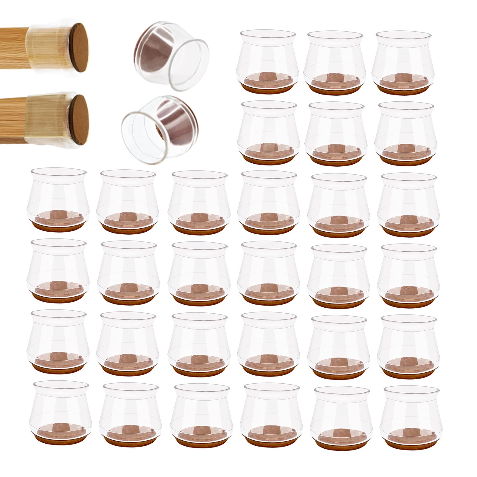 Bestody 32 Pcs Chair Leg Floor Protectors - Non-Slip, Anti-Scratch & Noise-Reducing Chair Sliders for Hardwood Floors - Perfect for Dining Chairs, Office Chairs & Home Furniture to Protect Wood Floors