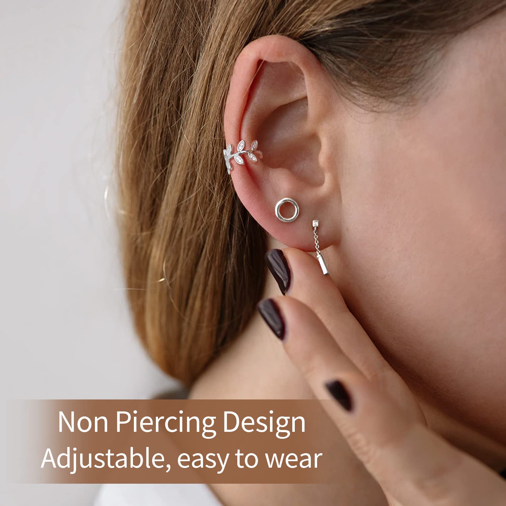 ChicSilver 925 Sterling Silver Non-Piercing Ear Cuff Clip-On Cartilage Earrings for Women - Hypoallergenic Fashion Jewelry Gift (with Gift Box) | Perfect for Parties, Weddings & Everyday Wear