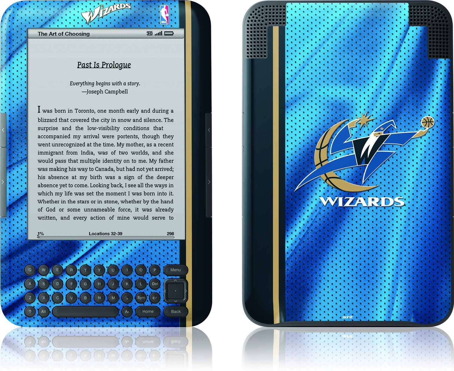 Washington Wizards Custom Skin for Kindle Keyboard - Protective Vinyl Decal Cover with Anti-Slip Grip | Perfect for Reading, Travel & Gifts