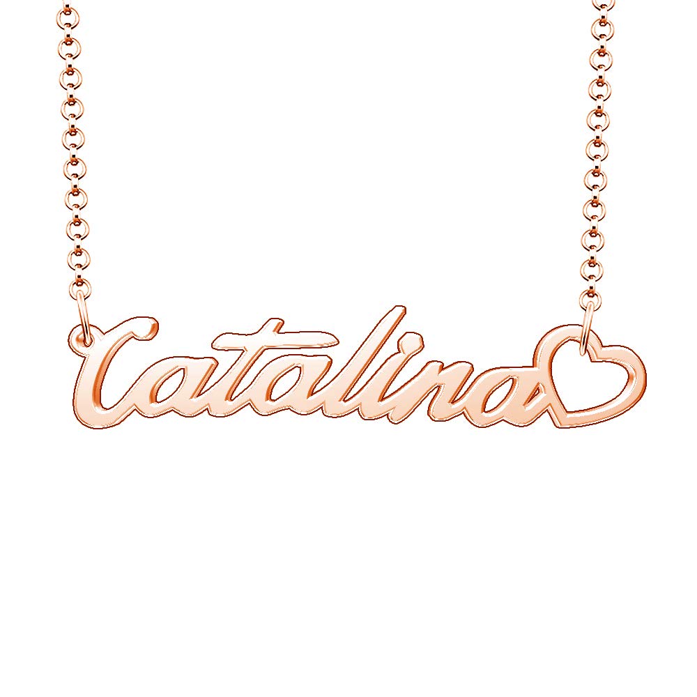 Personalized Rose Gold Plated Heart Pendant Necklace with Custom Name - Perfect Gift for Anniversary, Valentine's Day & Mother's Day Jewelry