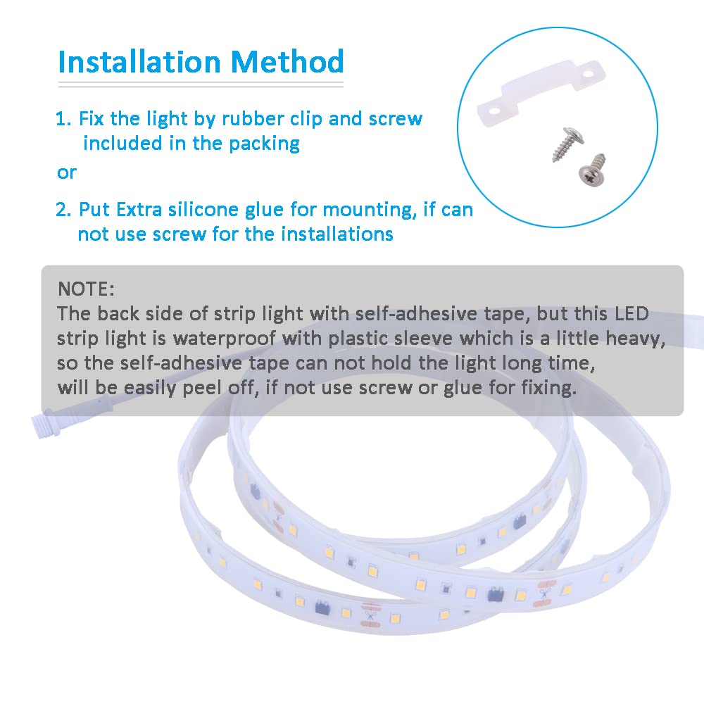 120V Dimmable LED Strip Light - Smart Plug Compatible, Waterproof IP65, No LED Driver Needed, Cool White 6000K Flexible Rope Lighting - Perfect for Kitchen Under Cabinet, Home Accent, and DIY Projects (110-115V)