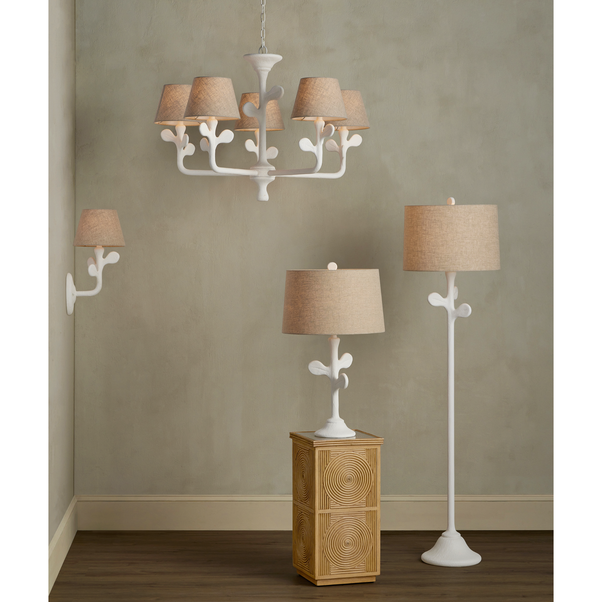 Charny Chandelier in Gesso White Finish - Elegant Crystal Ceiling Light Fixture for Dining Room, Living Room & Bedroom Decor