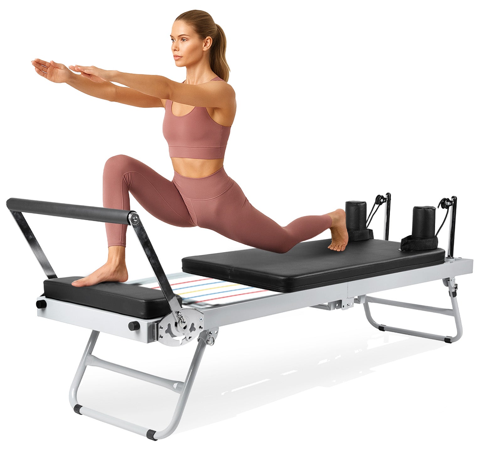 PRCTZ Pilates Reformer Machine for Home Gym - Professional Grade Pilates Equipment with Resistance Bands for Full Body Workout | Perfect for Home Fitness, Physical Therapy & Core Strength Training