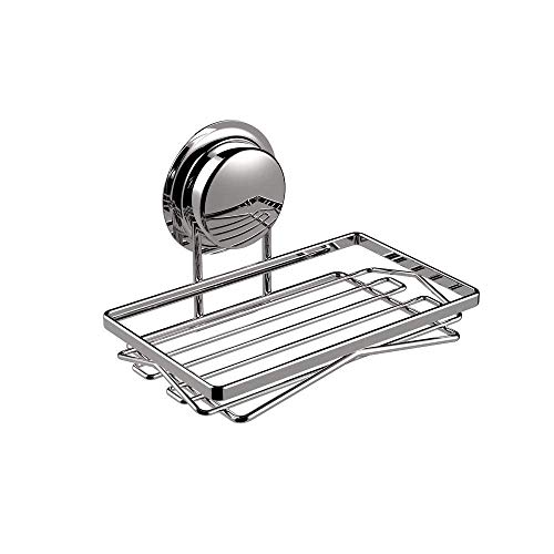 SHIJIANX Stainless Steel Suction Cup Wall-Mounted Soap Dish Holder - Rustproof Bathroom Organizer for Shower, Kitchen Sink & Vanity - Perfect for Liquid Soap, Bar Soap and Sponge Storage